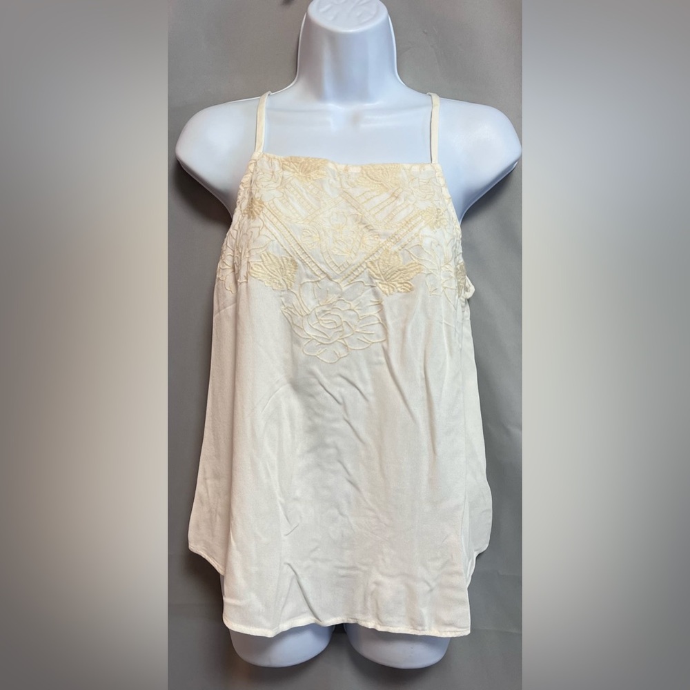 Love On A Hanger Women Cute Tank Top Embroidered  Blouse Size Large‎ Ivory